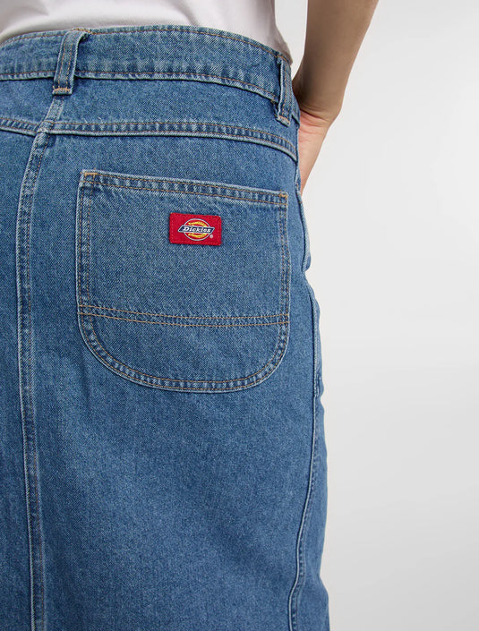 Dickies Women's Midi Denim Skirt Classic Blue DK0A888ICLB