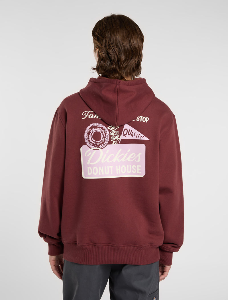 Load image into Gallery viewer, Dickies Men&#39;s Donut House Pullover Hoodie Burgundy DK0A88ATL16
