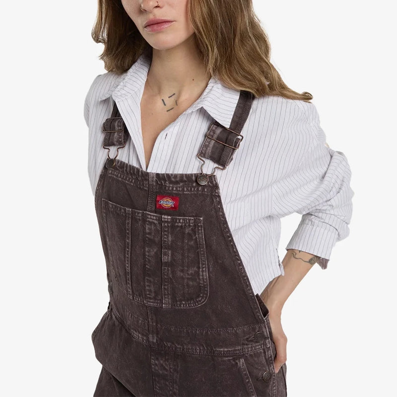 Load image into Gallery viewer, Dickies Women's Classic Denim Bib Dark Brown DK0A88ECL79
