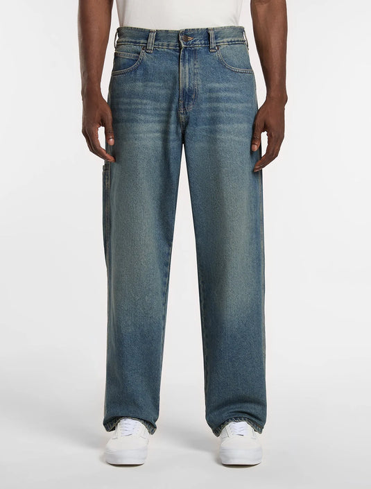 Dickies Men's 958 Baggy Tapered Work Jeans Khaki Tinted Blue DK0A88EDCLB