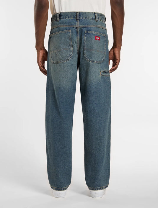 Dickies Men's 958 Baggy Tapered Work Jeans Khaki Tinted Blue DK0A88EDCLB
