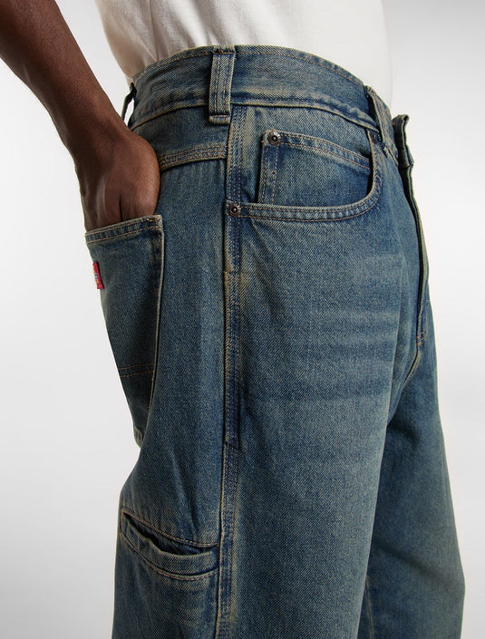 Dickies Men's 958 Baggy Tapered Work Jeans Khaki Tinted Blue DK0A88EDCLB