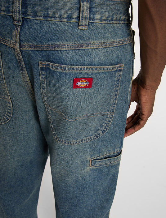 Dickies Men's 958 Baggy Tapered Work Jeans Khaki Tinted Blue DK0A88EDCLB