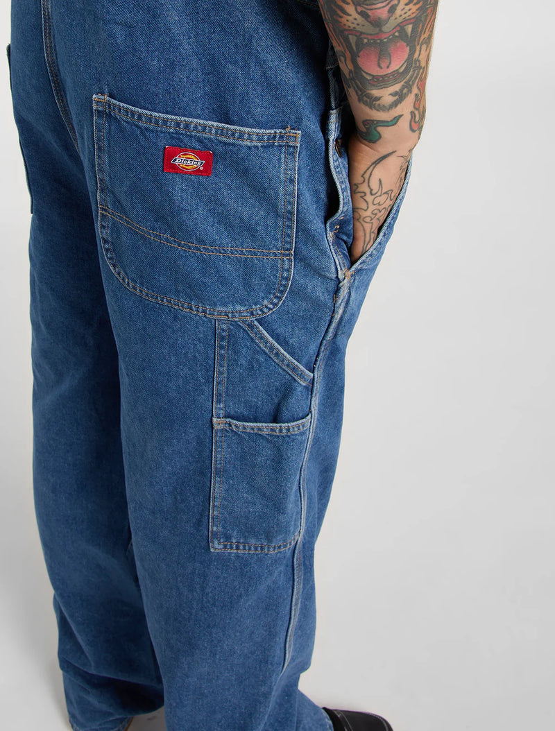 Load image into Gallery viewer, Dickies Men's Loose Denim Bib Classic Blue DK0A88EECLB
