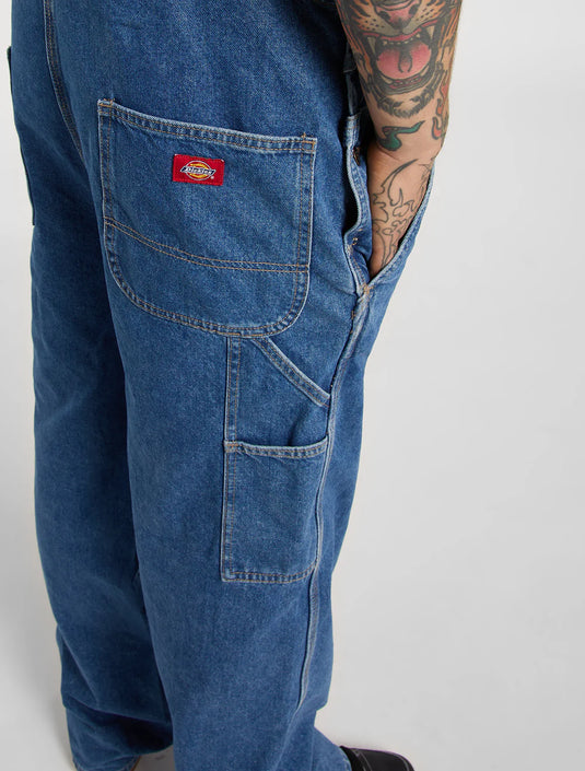 Dickies Men's Loose Denim Bib Classic Blue DK0A88EECLB