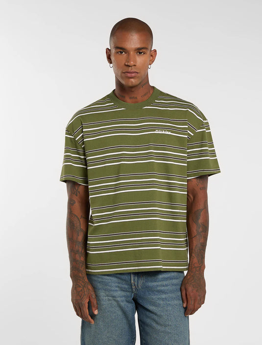 Dickies Men's East Liberty Stripe Midweight T-shirt Cypress DK0A88GFK72