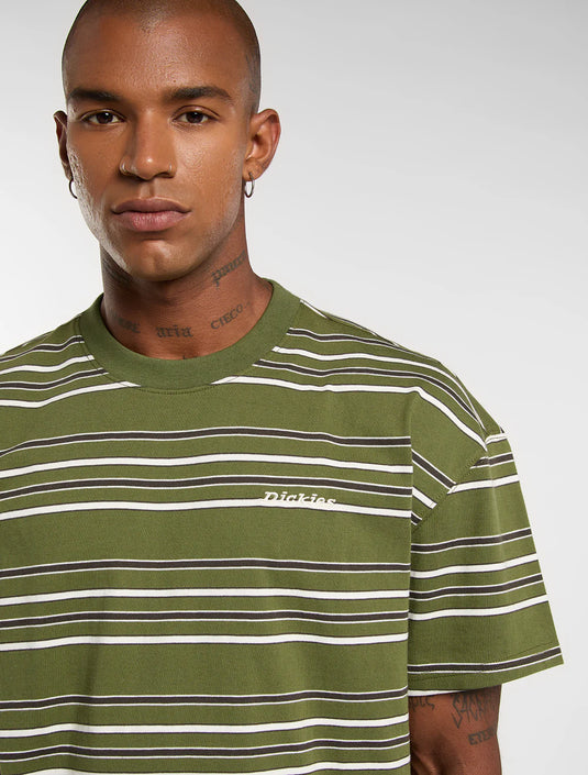Dickies Men's East Liberty Stripe Midweight T-shirt Cypress DK0A88GFK72