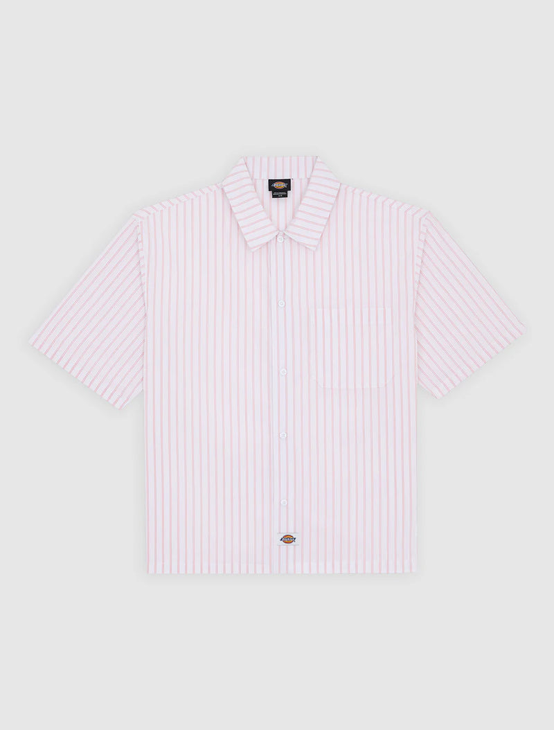 Load image into Gallery viewer, Dickies Men's Venedocia Striped Short-Sleeved Shirt White DK0A88GU0WH
