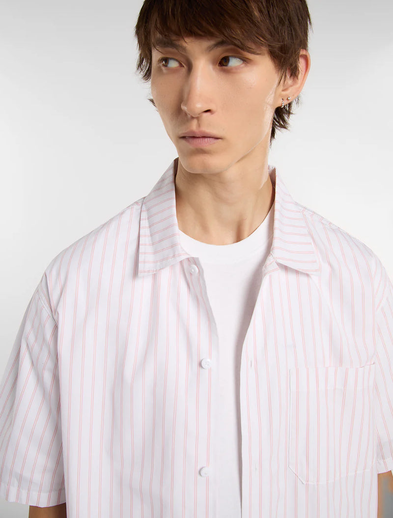 Load image into Gallery viewer, Dickies Men's Venedocia Striped Short-Sleeved Shirt White DK0A88GU0WH

