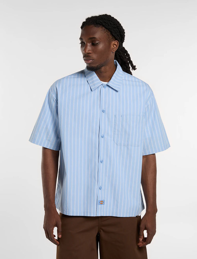 Load image into Gallery viewer, Dickies Men's Venedocia Striped Short-Sleeved Shirt Endless Sky DK0A88GUL39

