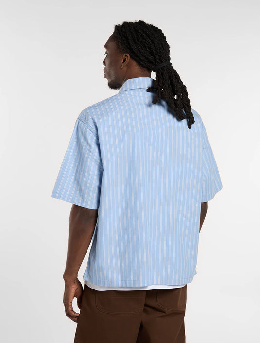 Dickies Men's Venedocia Striped Short-Sleeved Shirt Endless Sky DK0A88GUL39