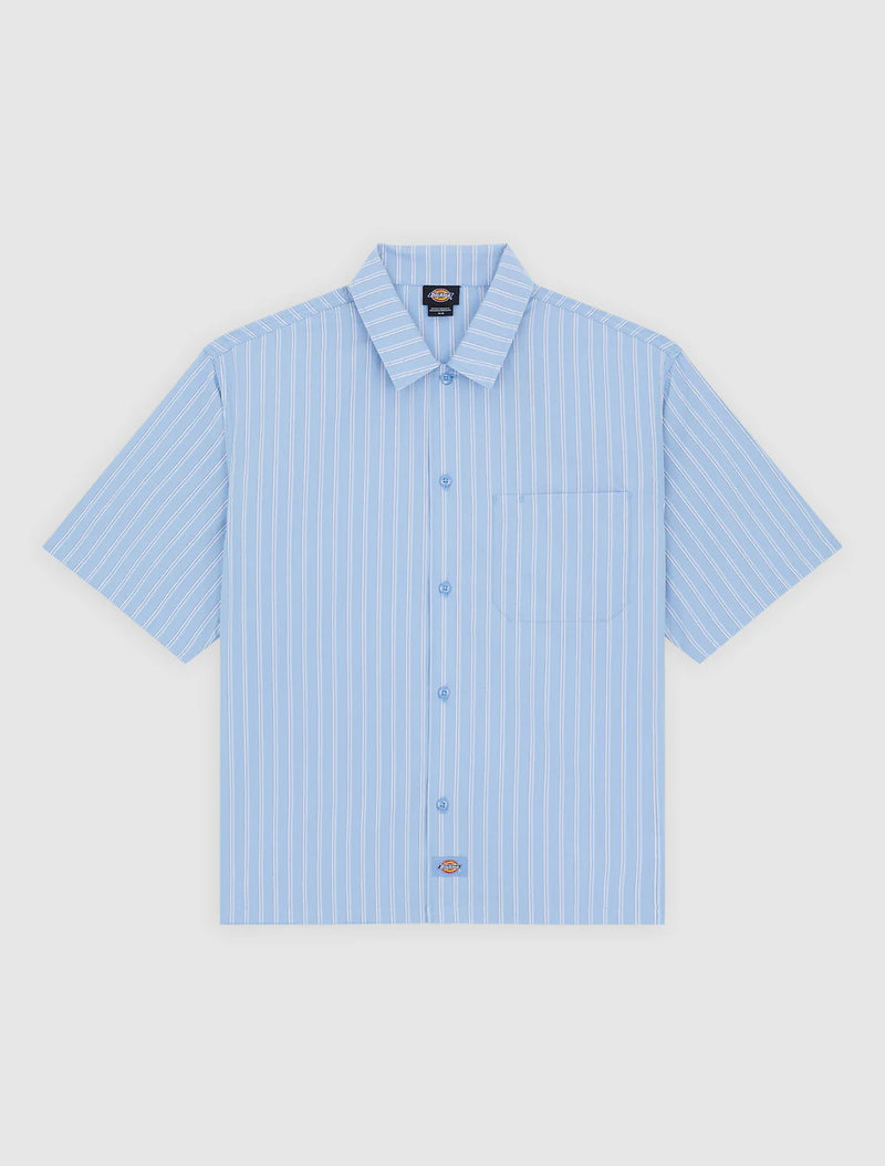 Load image into Gallery viewer, Dickies Men's Venedocia Striped Short-Sleeved Shirt Endless Sky DK0A88GUL39
