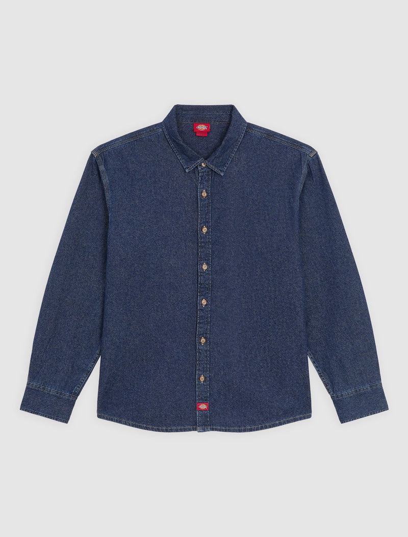 Load image into Gallery viewer, Dickies Men's Lightweight Long Sleeve Denim Shirt Dark Indigo DK0A88GYODD1
