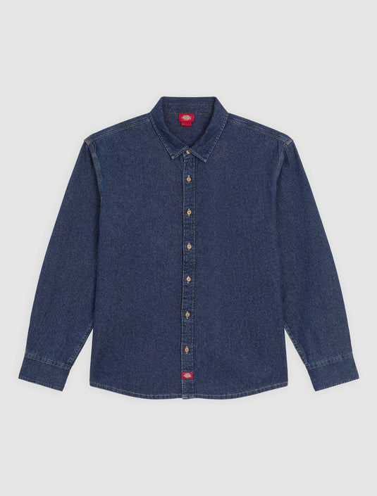 Dickies Men's Lightweight Long Sleeve Denim Shirt Dark Indigo DK0A88GYODD1