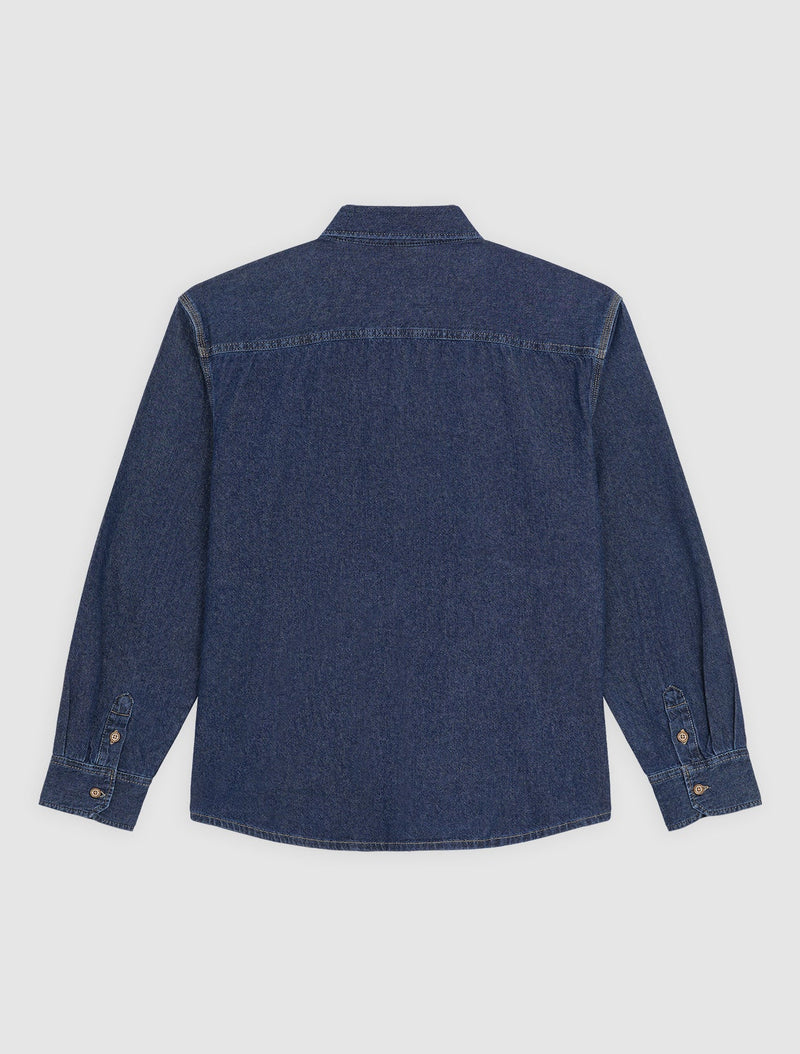 Load image into Gallery viewer, Dickies Men's Lightweight Long Sleeve Denim Shirt Dark Indigo DK0A88GYODD1
