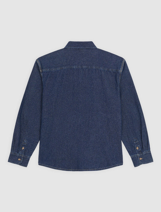 Dickies Men's Lightweight Long Sleeve Denim Shirt Dark Indigo DK0A88GYODD1
