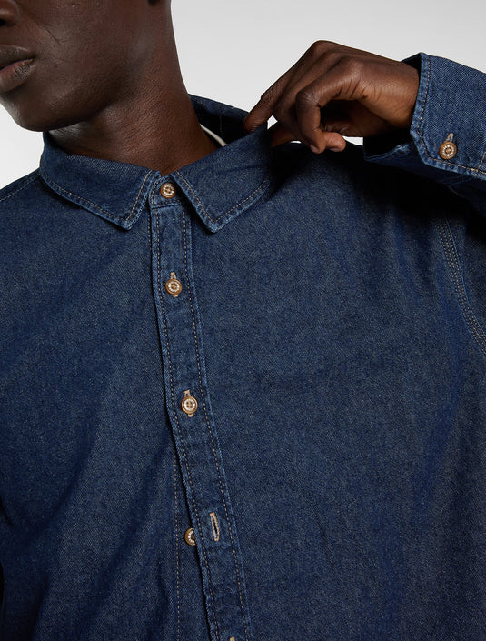 Dickies Men's Lightweight Long Sleeve Denim Shirt Dark Indigo DK0A88GYODD1