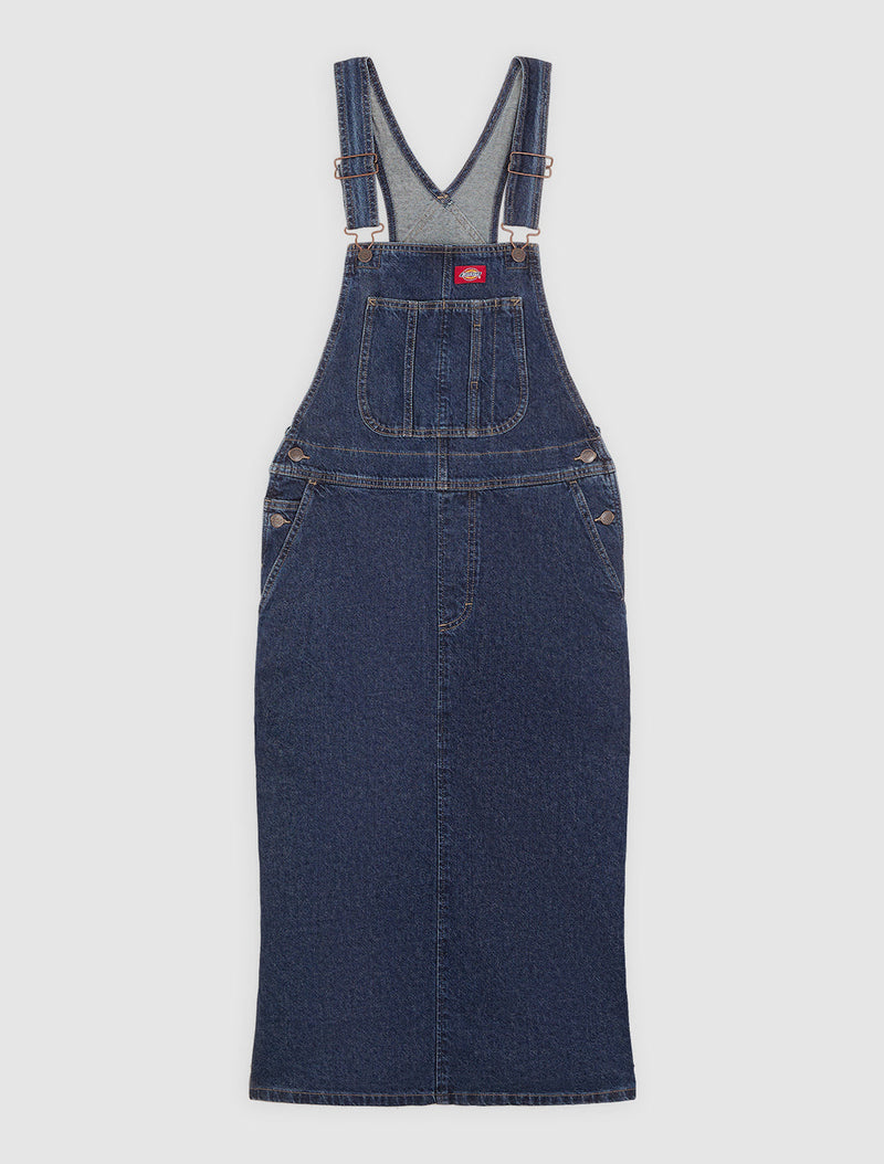 Load image into Gallery viewer, Dickies Women's Denim Bib Dress Dark Indigo DL0A88IP0DD
