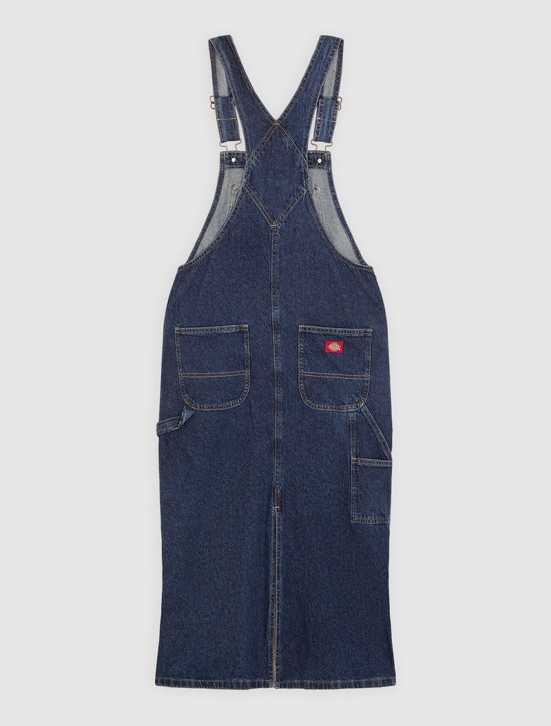 Load image into Gallery viewer, Dickies Women's Denim Bib Dress Dark Indigo DL0A88IP0DD

