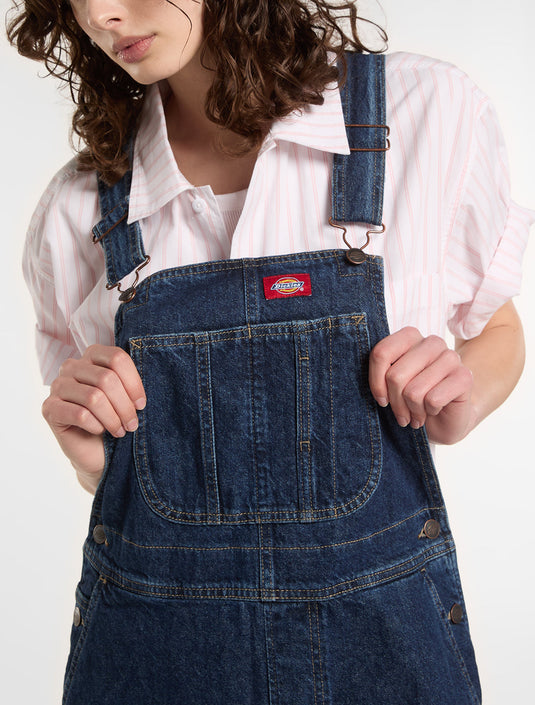Dickies Women's Denim Bib Dress Dark Indigo DL0A88IP0DD