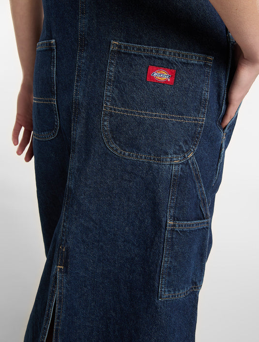 Dickies Women's Denim Bib Dress Dark Indigo DL0A88IP0DD