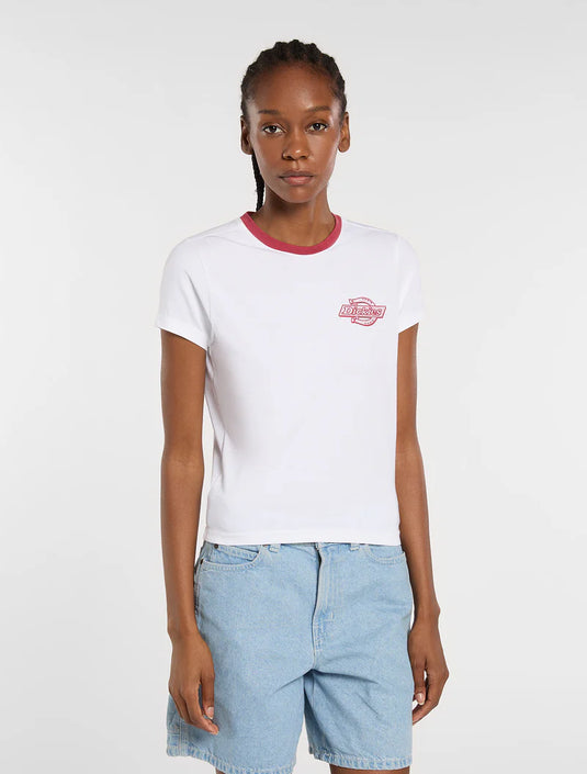 Dickies Women's Plainville Ringer T-Shirt White DK0A88JRWHX1