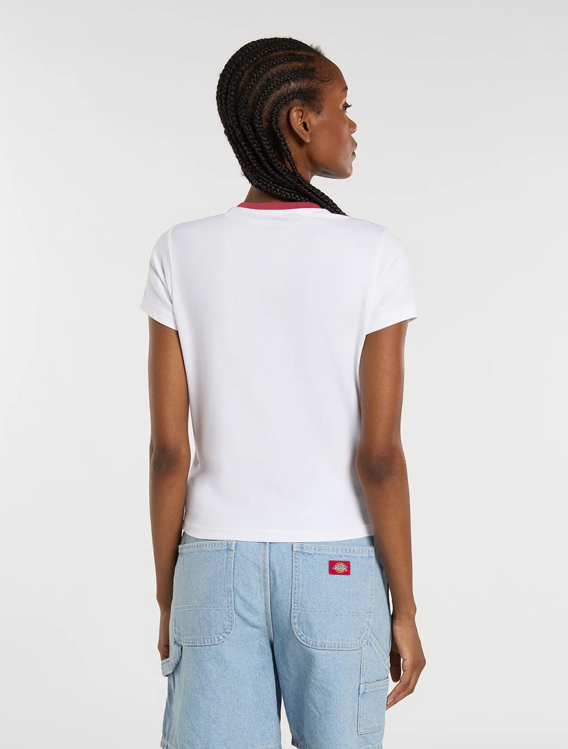 Load image into Gallery viewer, Dickies Women's Plainville Ringer T-Shirt White DK0A88JRWHX1
