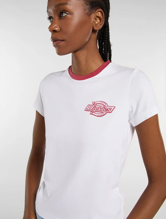 Dickies Women's Plainville Ringer T-Shirt White DK0A88JRWHX1