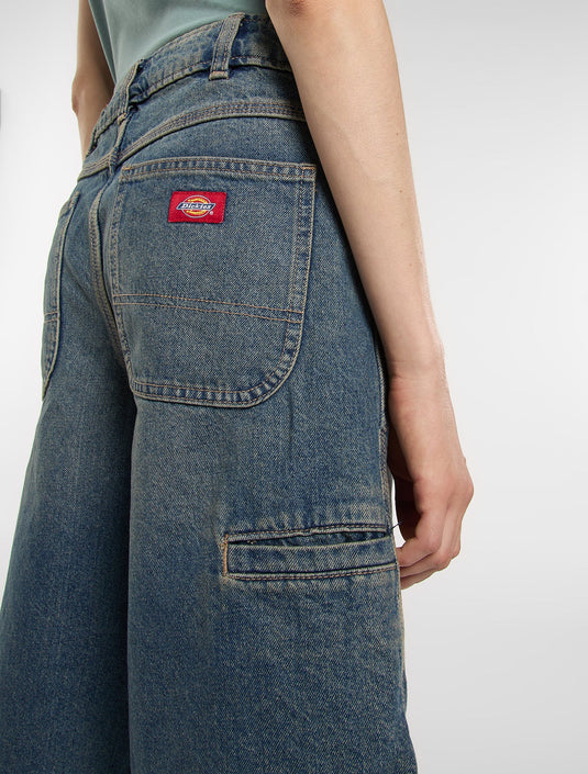 Dickies Women's 957 13-Inch Denim Shorts Khaki Tinted Blue DK0A88JSL231