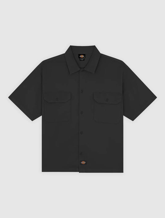 Dickies Men's Garment Dyed Work Short Sleeve Shirt Black DK0A88N9BLK