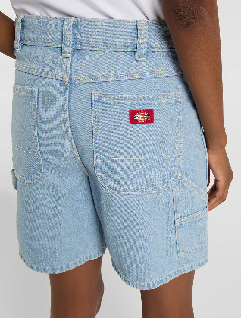 Load image into Gallery viewer, Dickies Women's 993 7-Inch Denim Carpenter Shorts Vintage Blue DK0A88PBC15
