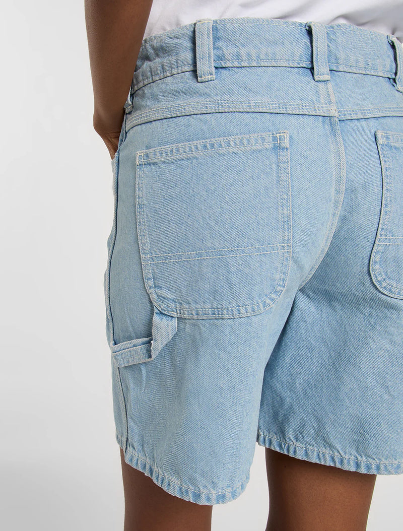 Load image into Gallery viewer, Dickies Women's 993 7-Inch Denim Carpenter Shorts Vintage Blue DK0A88PBC15

