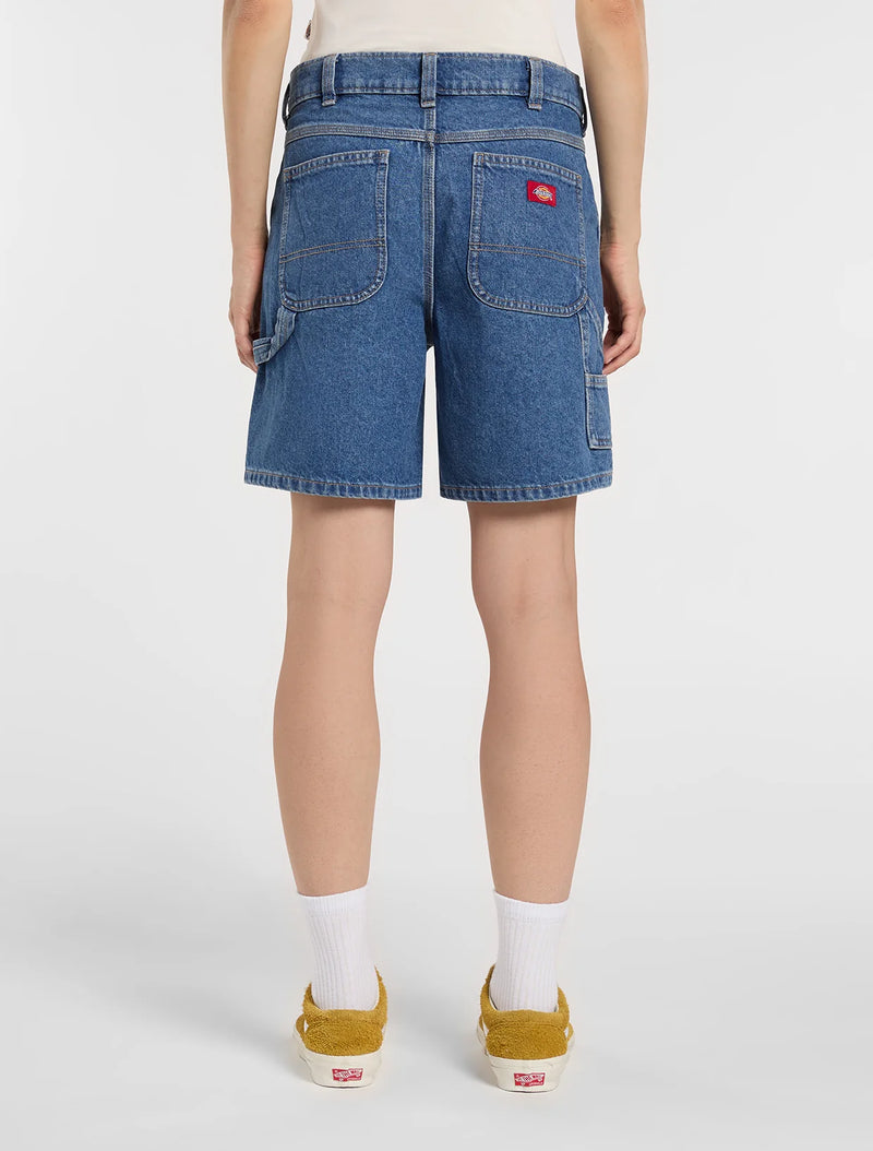 Load image into Gallery viewer, Dickies Women's 993 7-inch Denim Carpenter Shorts Classic Blue DK0A88PBCLB1
