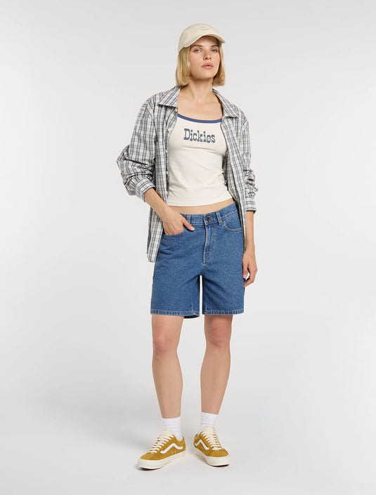 Dickies Women's 993 7-inch Denim Carpenter Shorts Classic Blue DK0A88PBCLB1