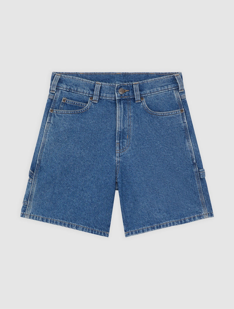 Load image into Gallery viewer, Dickies Women's 993 7-inch Denim Carpenter Shorts Classic Blue DK0A88PBCLB1
