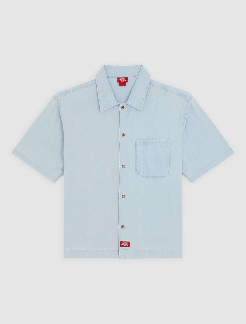 Load image into Gallery viewer, Dickies Men's Denim Short Sleeve Shirt Fog Blue DK0A88PH0FE
