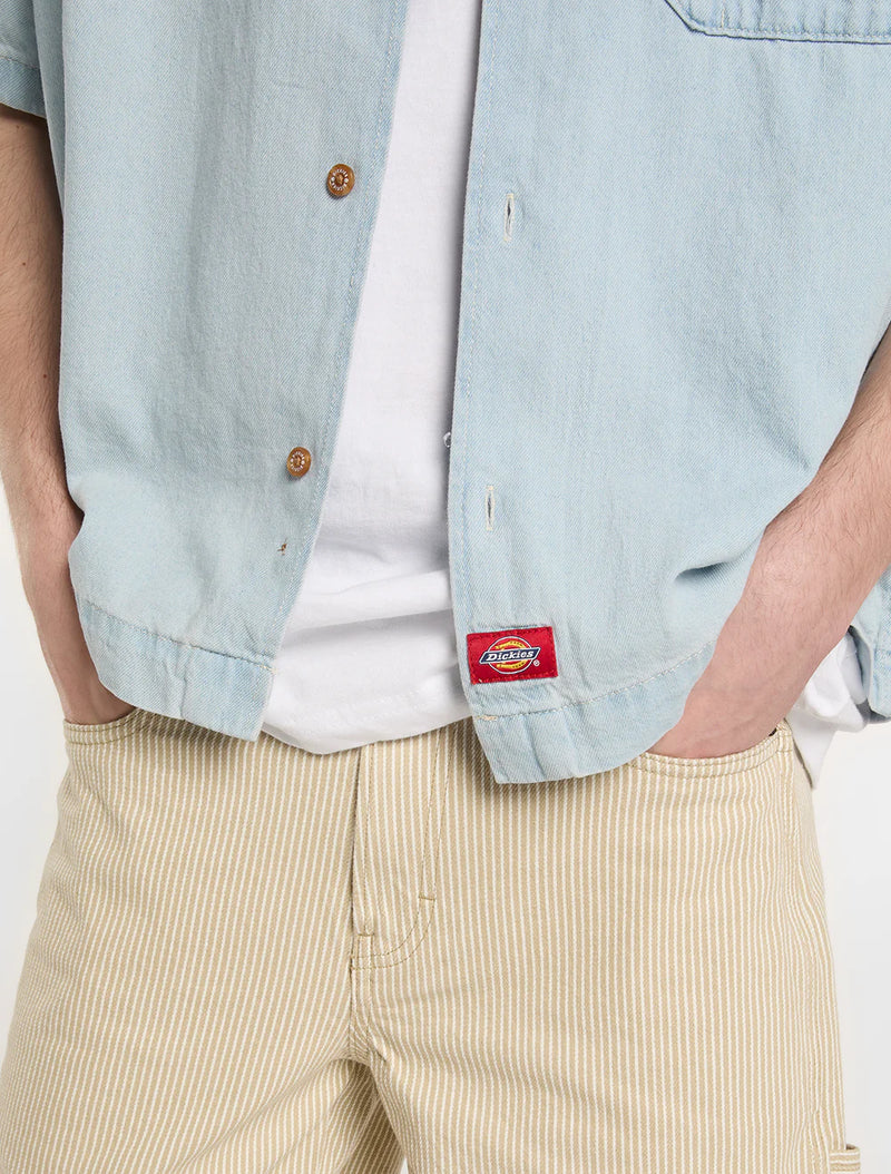 Load image into Gallery viewer, Dickies Men's Denim Short Sleeve Shirt Fog Blue DK0A88PH0FE
