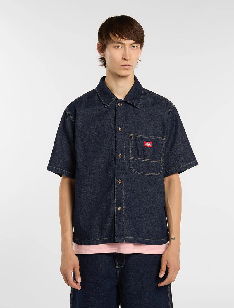 Load image into Gallery viewer, Dickies Men's Denim Short Sleeve Shirt Rinsed DK0A88PHRIN
