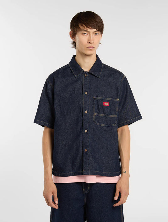 Dickies Men's Denim Short Sleeve Shirt Rinsed DK0A88PHRIN