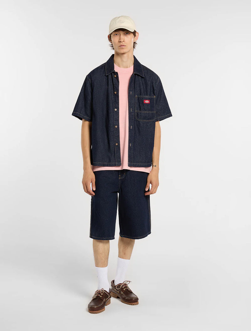 Load image into Gallery viewer, Dickies Men's Denim Short Sleeve Shirt Rinsed DK0A88PHRIN
