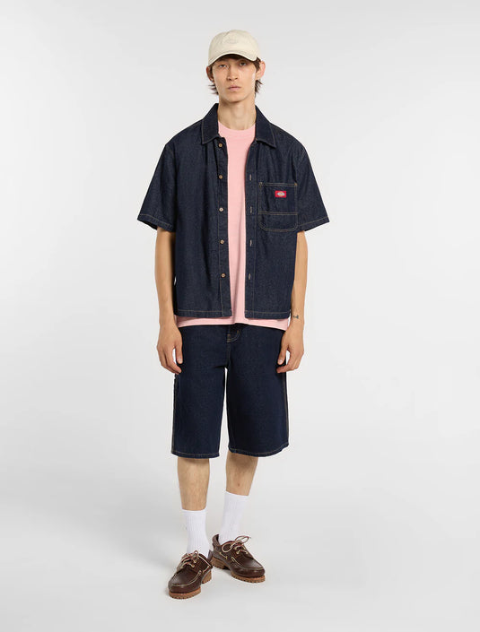 Dickies Men's Denim Short Sleeve Shirt Rinsed DK0A88PHRIN