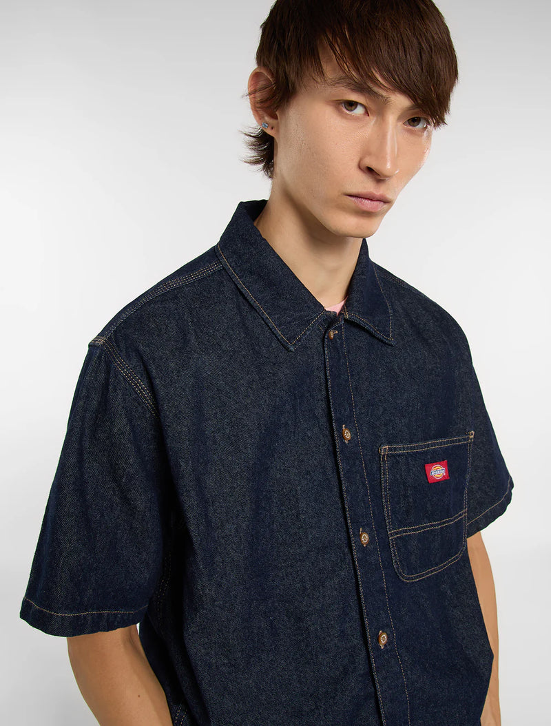 Load image into Gallery viewer, Dickies Men's Denim Short Sleeve Shirt Rinsed DK0A88PHRIN
