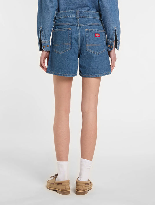 Dickies Women's 984 5-Inch High Waist Denim Shorts Classic Blue DK0A88QVCLB1