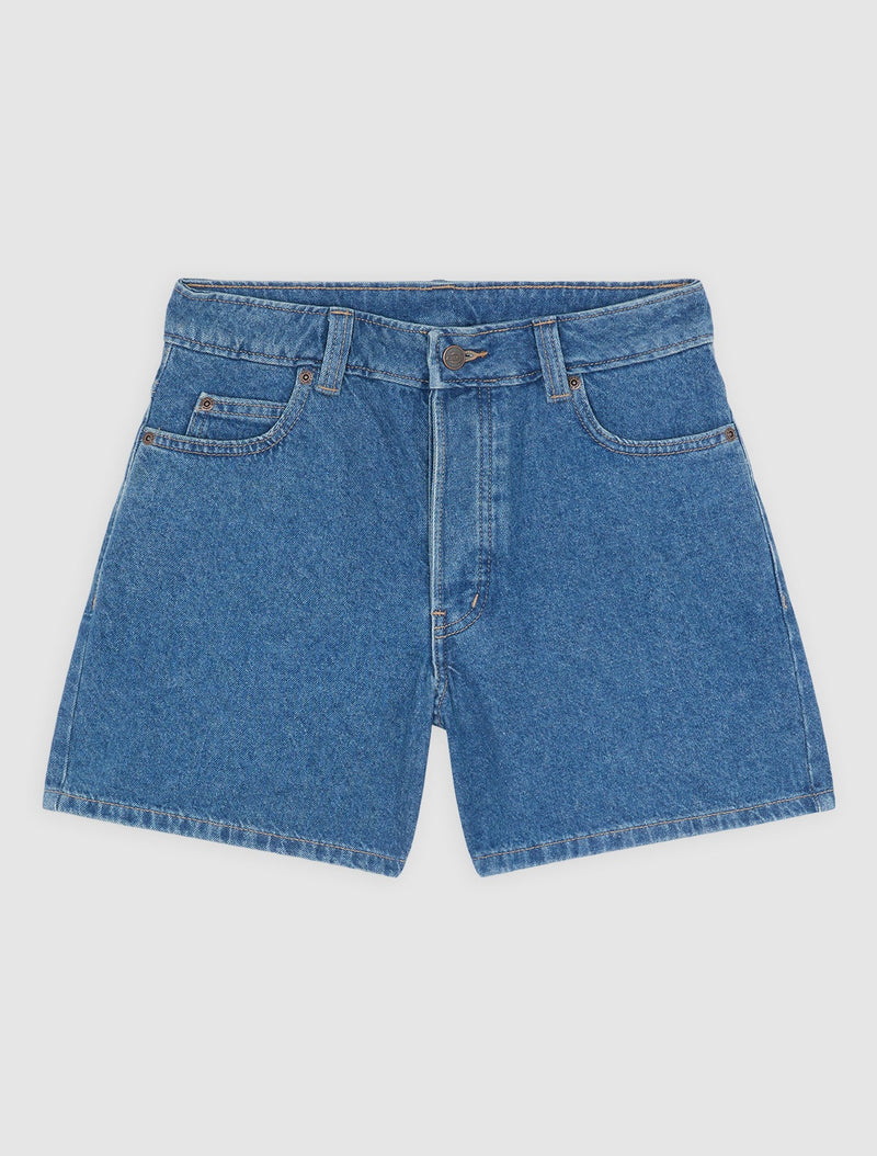 Load image into Gallery viewer, Dickies Women's 984 5-Inch High Waist Denim Shorts Classic Blue DK0A88QVCLB1
