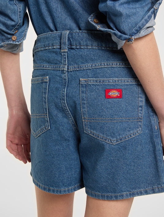 Dickies Women's 984 5-Inch High Waist Denim Shorts Classic Blue DK0A88QVCLB1