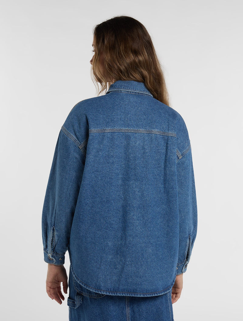Load image into Gallery viewer, Dickies Women's Mina Denim Shacket Classic Blue DK0A89DECLB
