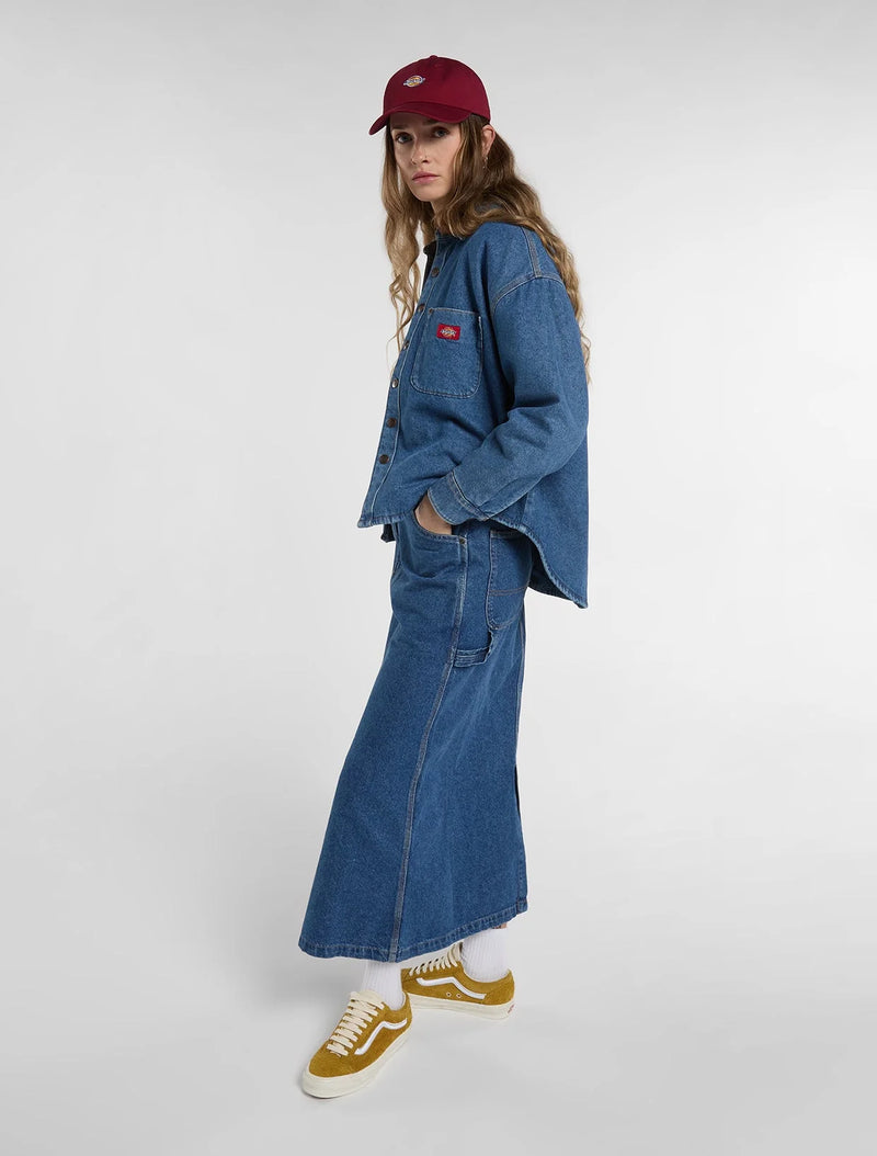 Load image into Gallery viewer, Dickies Women's Mina Denim Shacket Classic Blue DK0A89DECLB
