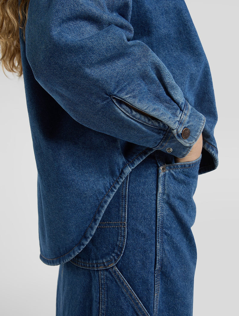 Load image into Gallery viewer, Dickies Women's Mina Denim Shacket Classic Blue DK0A89DECLB
