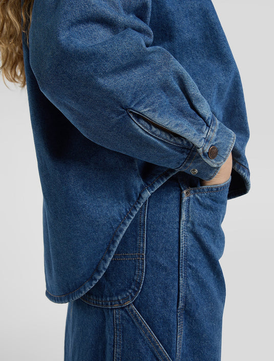 Dickies Women's Mina Denim Shacket Classic Blue DK0A89DECLB