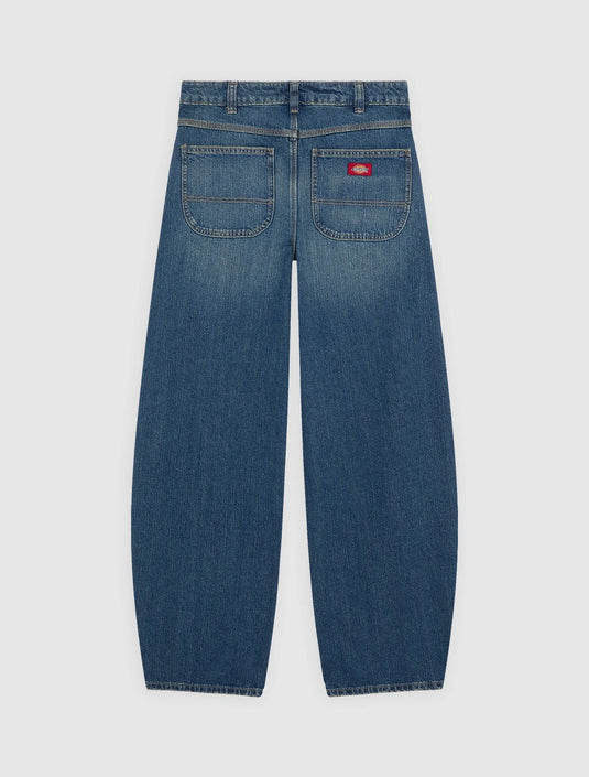 Dickies Women's Maricopa Low Waist Barrel Jeans Mid Blufad Wash DK0A8C2IL891